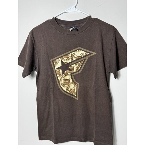 Famous Stars and Straps Brown Logo T-Shirt Men’s S Crown Leaf Graphic Skate Y2K - Picture 1 of 6